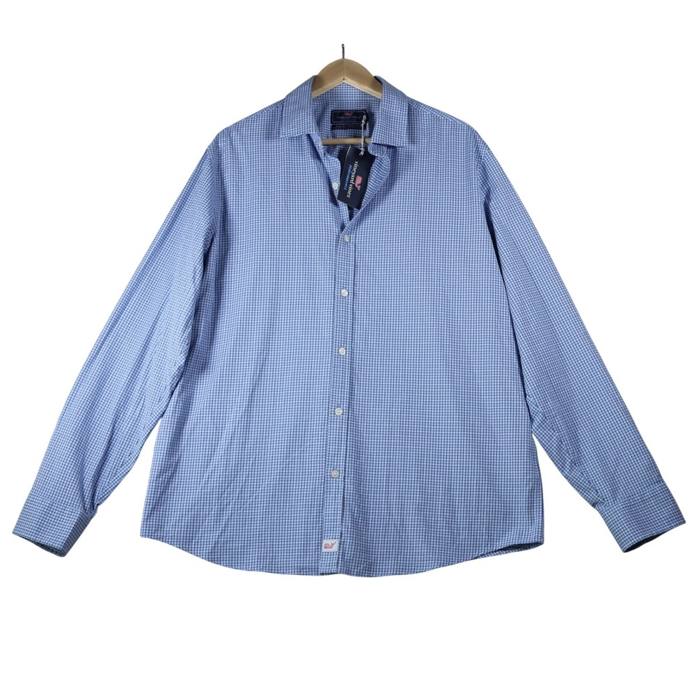Vineyard Vines Performance Slim Fit Cooper Shirt Men XL Blue Gingham NWT‎ Preppy